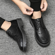 冬季黑色皮鞋男韩版潮流英伦商务正装休闲百搭青年伴郎工作西装鞋