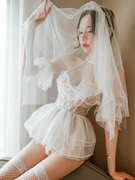 性感情趣婚纱内衣短款吊带蕾丝塑身衣cos新娘睡衣角色扮演制服装