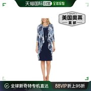 r&m richards女式 2 件套褶皱直筒连衣裙 - 海军蓝/牛仔布 美国