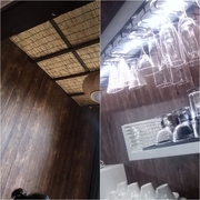 超逼真深褐色木纹壁纸，防水pdvc深灰色，木板墙纸饭店装修