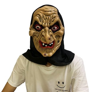 黑布面具头套恐怖鬼脸怪物万圣表演假面派对演出吓人整人搞怪道具