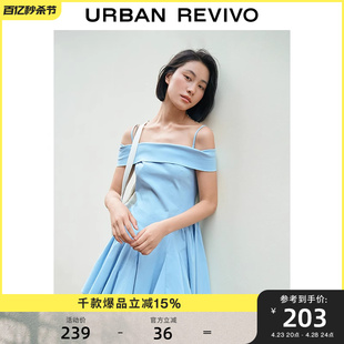 ur女装甜美露肩婴儿，蓝薄宝藏连衣裙uwv732095