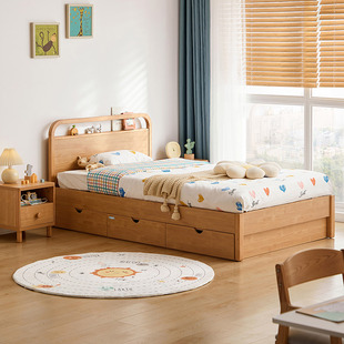 林氏木业儿童床男孩女孩，抽屉床收纳储物床，单人床小户型高箱床