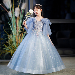 女童礼服韩版婚礼花童女孩公主裙儿童高端主持森系钢琴生日演出服