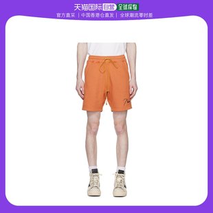 香港直邮潮奢rhude男士橙色刺绣短裤
