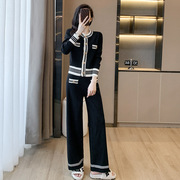 法国设计师CanaryKiss洋气减龄针织两件套装春季名媛女装毛衣阔腿