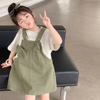 女童连衣裙夏装儿童韩版短袖洋气时髦假两件拼接大童纯棉夏季裙子