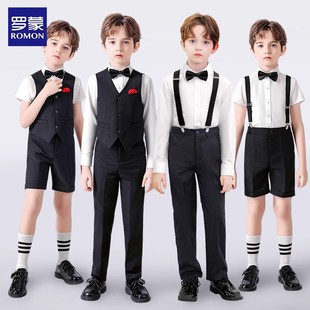 罗蒙儿童礼服男童花童西装套装小主持人钢琴演出服男孩西服表演服