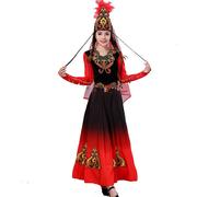 女装新疆舞蹈服装红色少数民族大摆裙演出服维吾尔族长裙表演服装