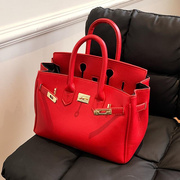 红色结婚包包2023包包女高级感时尚质感单肩斜挎包手提铂金包