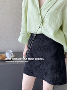 GRACETINA HOO半身裙女夏季韩版设计感小众轻奢高级立体雕花短裙