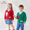 英氏儿童红色毛衣外套，中大童男童女童，针织开衫新年款秋宝宝上衣
