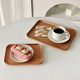 仿木纹托盘轻奢高档长方形餐盘咖啡杯面包蛋糕，茶盘家用收纳甜品盘