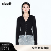 dzzit地素奥莱春款休闲针织v领修身开衫女3d4e5131a