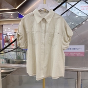 6022 夏季2024韩版简约气质时尚百搭小个子纯棉短袖衬衫上衣