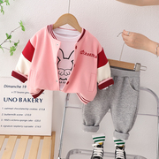 婴儿衣服网红秋季超萌分体，套装1—3岁女宝宝，可爱小兔童装秋装