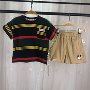 迪  品牌折扣童装小中大童男童纯棉套装儿童T恤短裤两件套亲子装