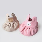夏季婴儿帽子女宝宝可爱兔耳遮阳帽男童薄款超萌防晒帽儿童空顶帽
