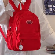 2024迷你旅游大学生旅行设计感女孩女生，红色小众时尚双肩背包