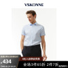 vskonne威斯康尼短袖衬衫，男淡蓝色100%棉，青年时尚短袖衬衫衬衣
