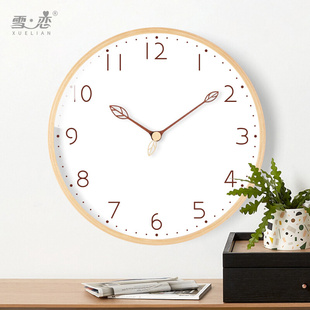 北欧实木挂钟客厅家用石英钟创意，时钟现代艺术，挂表卧室超静音钟表