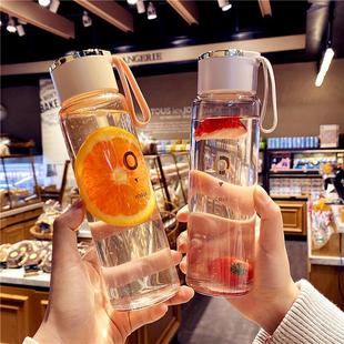 韩版潮流创意渐变色玻璃杯学生 ins网红水杯男女便携森系个性杯子