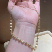 珠光宝气18k黄金项链au750意大利幻影，切工圆珠毛衣链，锁骨素颈饰女