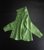 小众设计多巴胺绿色纯亚麻衬衫，女长袖翻领，棉麻衬衣防晒衫轻薄上衣