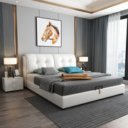 北欧科技布现代(布，现代)简约双人床软包婚床1.8米储物高箱床主卧软体皮床