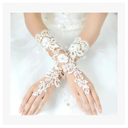 新娘长款蕾丝手套新娘婚纱礼服手套镂空镶钻奢华蕾丝手套配饰
