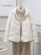 羽绒服女短款2023年保暖立领轻薄白鸭绒(白鸭绒，)时尚显瘦秋冬轻便外套
