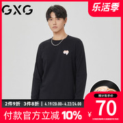 GXG纯棉春季时尚创意简约印花日常百搭圆领长袖T恤