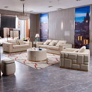 意式轻奢沙发组合高档客厅美式磨砂，科技布定制(布定制)港式后现代真皮沙发