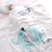 婴儿浴巾双层竹纤维纱布超柔吸水新生，儿童洗澡巾宝宝盖，毯夏季薄款