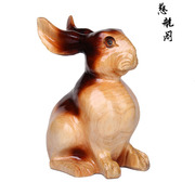 桃木兔摆件木雕桃木兔生肖兔生肖吉祥物手工雕刻福兔连年摆件