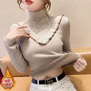 一体绒毛衣女秋冬高级感2023时髦时尚洋气加绒加厚打底衫
