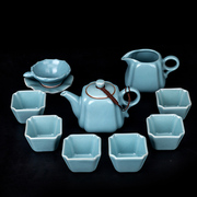 台湾汝窑茶具套装日式茶道，壶陶瓷功夫茶具，开片汝瓷茶壶茶杯