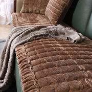 轻奢风沙发垫子秋冬季短毛绒加厚防滑坐垫北欧现代简约沙发套罩