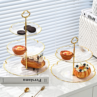 轻奢多层水果盘客厅家用茶几糖果盘蛋糕托盘高端零食摆件架甜品台