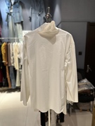 k牌女款白色衬衫 高领长袖宽松版 中款 高品质潮流欧货