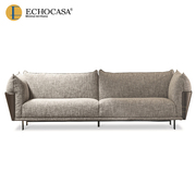 echocasa意式现代客厅小户型高端棉麻，布艺沙发直排贵妃组合家具