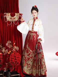 2023重工刺绣红色马面裙，敬酒服新中式，结婚礼服订婚套装婚服女