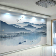 3D中式电视背景墙壁纸抽象意境装饰壁画客厅水墨意境山水墙纸大气