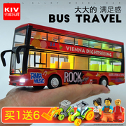 合金双层巴士公交车玩具男孩，伦敦旅游大巴公共汽车模型儿童玩具车