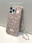 15pro可爱小兔子iphone14promax手机壳11粉色，小清新12个性，苹果13pro保护套挂绳
