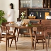 北欧全实木黑胡桃木可变形餐桌伸缩可折叠圆桌方桌两用餐桌椅组合