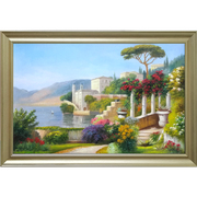 手绘希腊地中海油画田园花园景装饰画欧式简约客厅玄关背景墙画