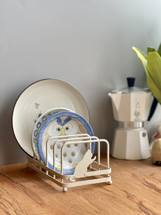 小猫厨房铁艺餐桌盘子，架沥水架整理收纳架砧板架杯垫锅垫架碗架