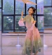 古典舞演出服女儿童中国风，少儿古典舞服飘逸仙气女童舞蹈服夏季