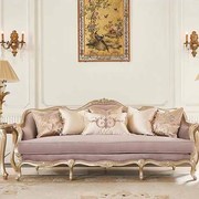 美式实木雕花香槟金色布艺沙发茶几组合法式轻奢别墅客厅整装家具